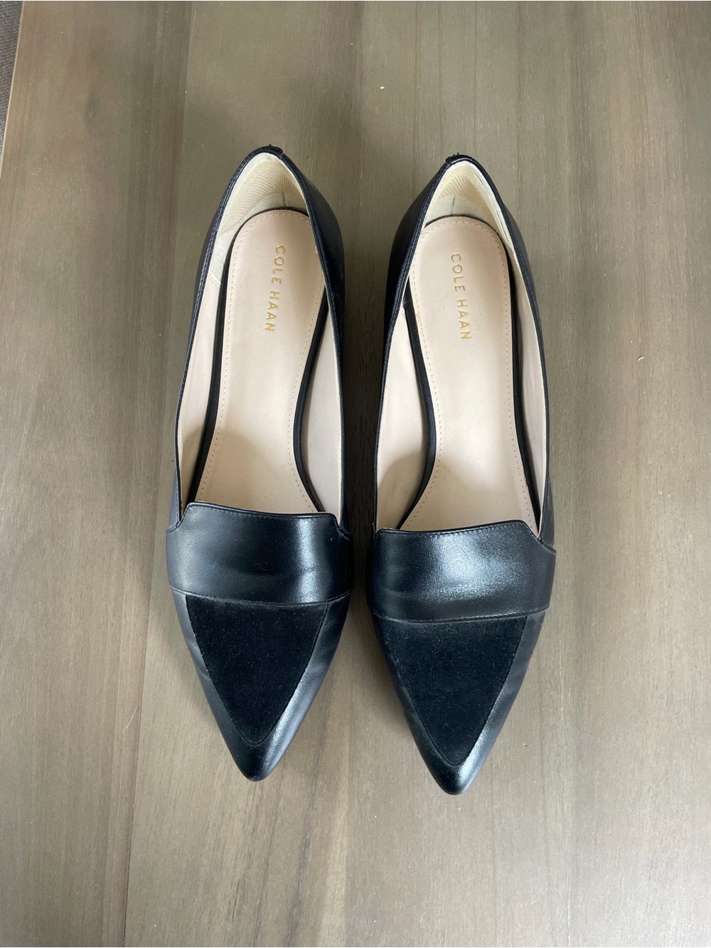 Cole Haan Women's Black Pointed-Toe Flats